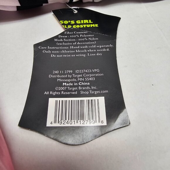 New 50s Girls Kid Child Pink Black Stripped Poodle Dog Dress Costume S Small 4 - Picture 9 of 15